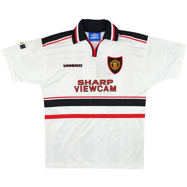 Tailandia Camiseta Manchester United 2ª Kit Retro 1998 1999 Blanco